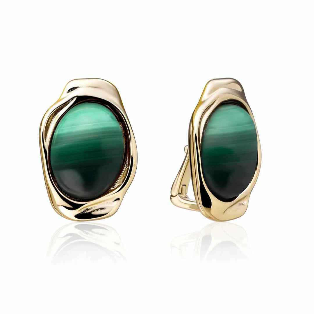 sparkling jewels oorbellen malachite flow gold