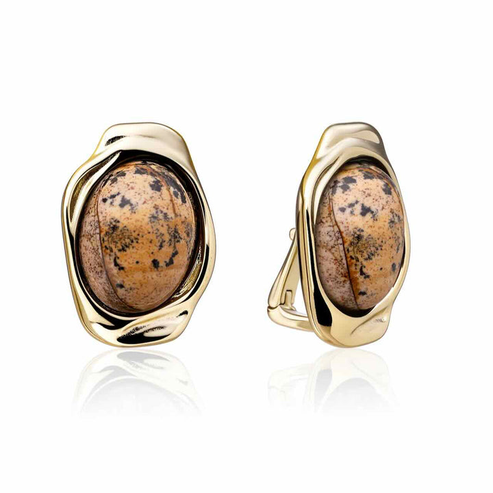 sparkling jewels oorbellen landscape jasper flow gold