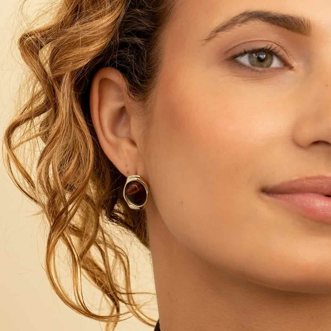 sparkling jewels oorbellen onyx flow gold