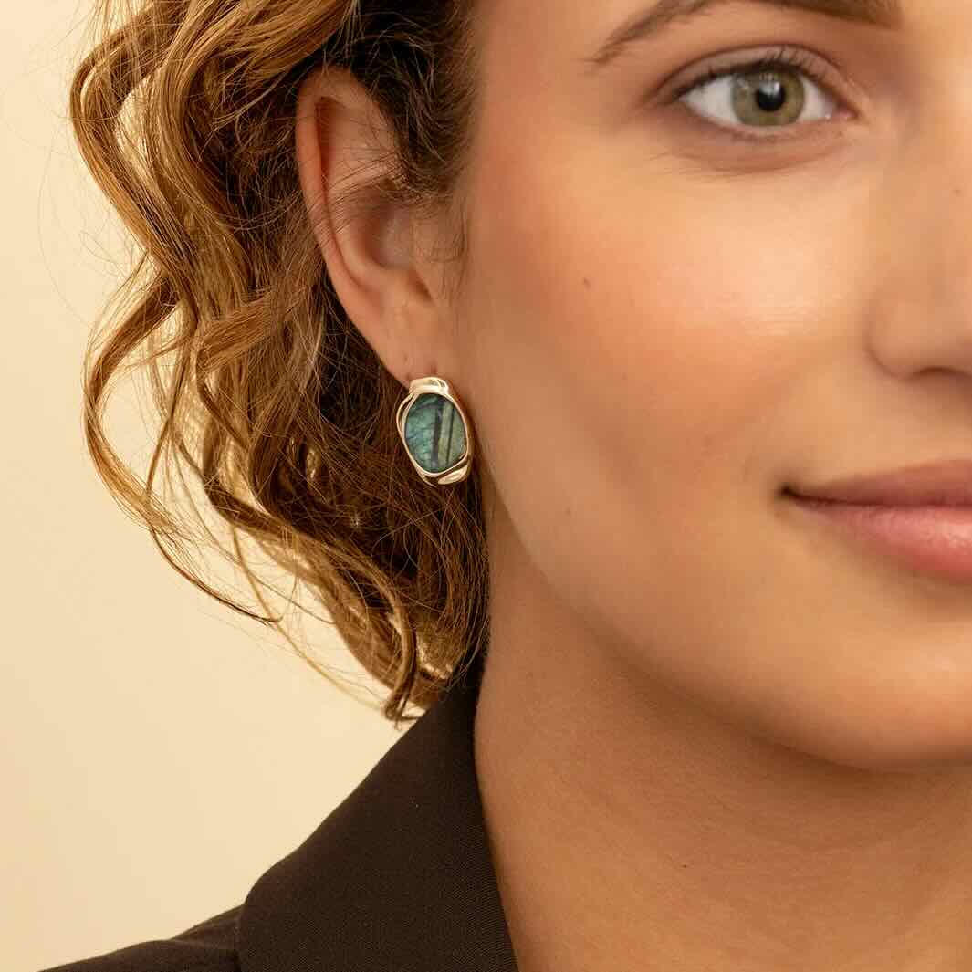 sparkling jewels oorbellen labradorite flow gold