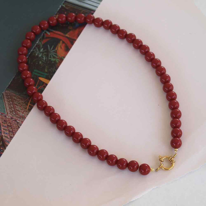 widaro ketting big round wine red (kies je grootte)