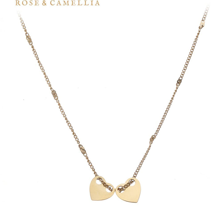 Rose & Camellia ketting dubble hearts