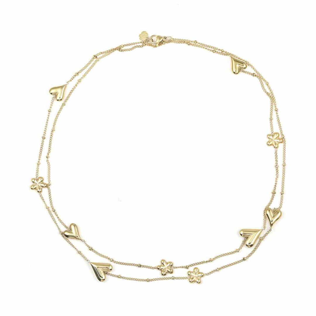 rose & camellia lange ketting flowers & hearts