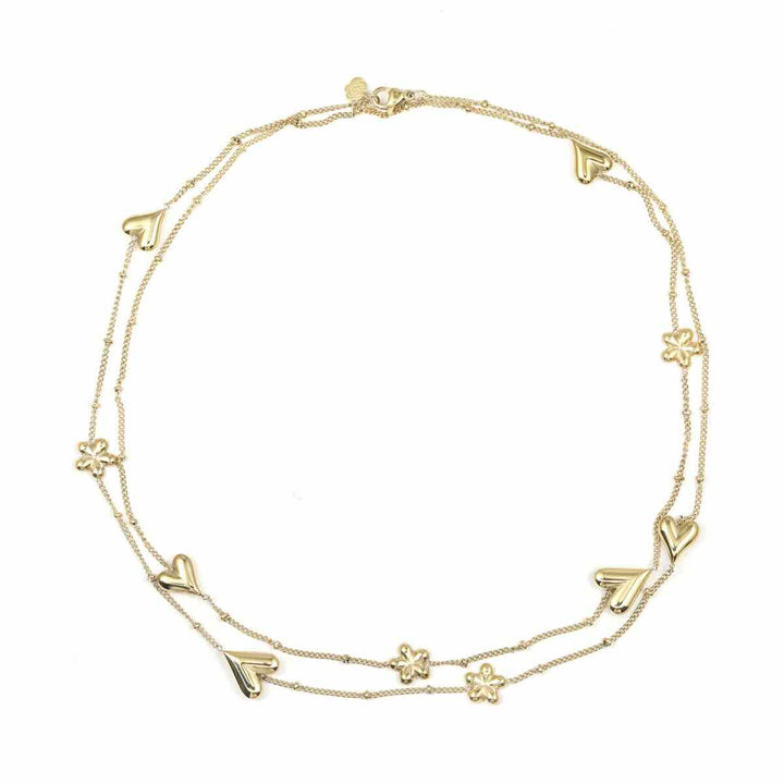 rose & camellia lange ketting flowers & hearts