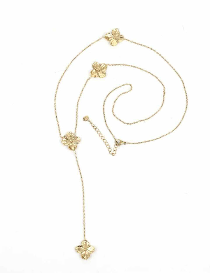 rose & camellia lange ketting golden flowers