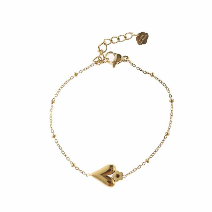 Rose & Camellia armband heart with stone