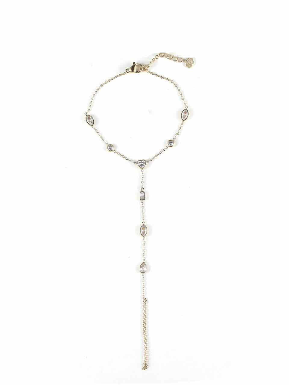 rose & camellia hand ketting shining stones with a heart