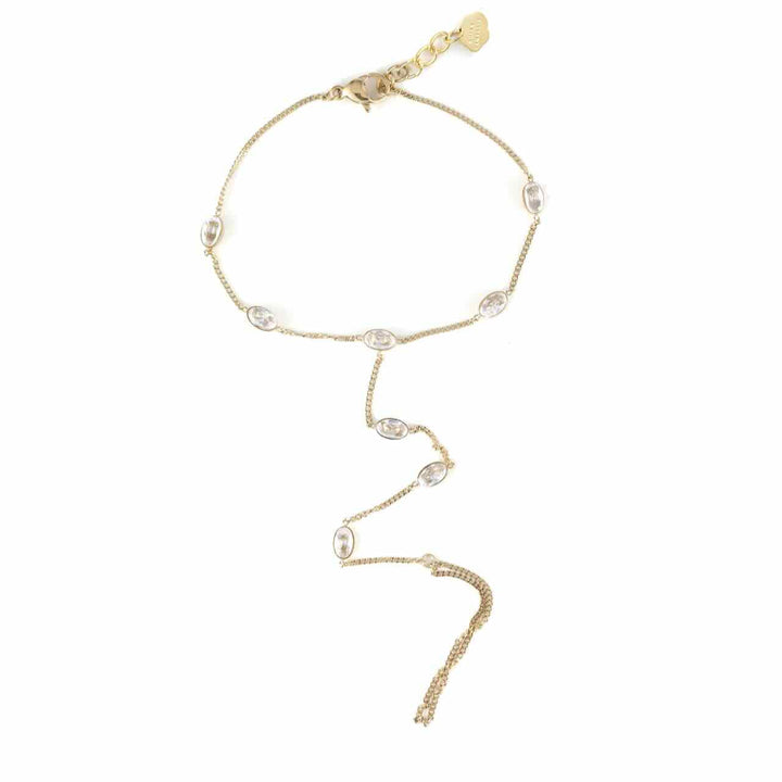 rose & camellia hand ketting with stones