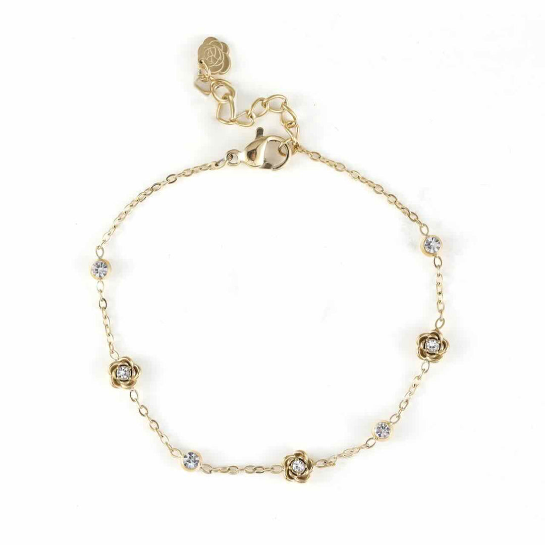 rose & camellia armband little flowers and shiny stones
