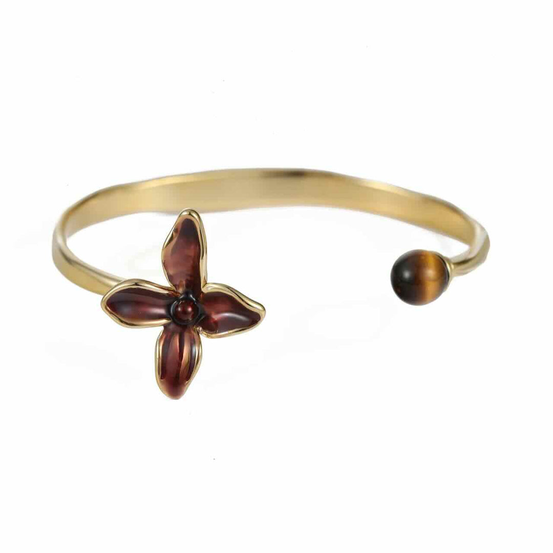rose & camellia bangle burgundy flower brown