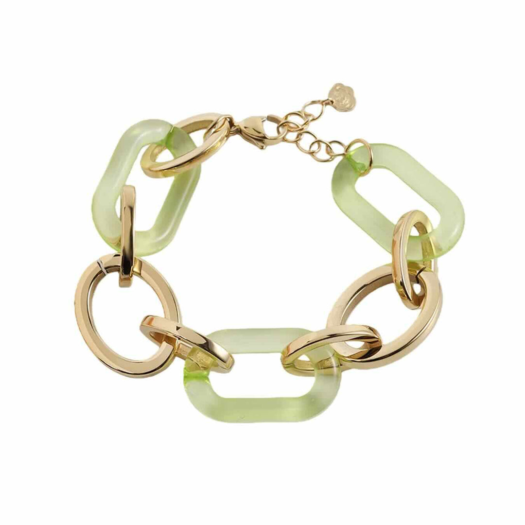 Rose & Camellia armband double oval green