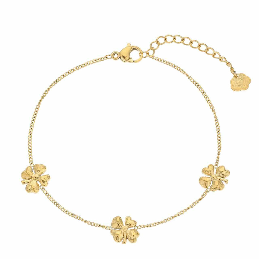 rose & camellia armband three golden flowers