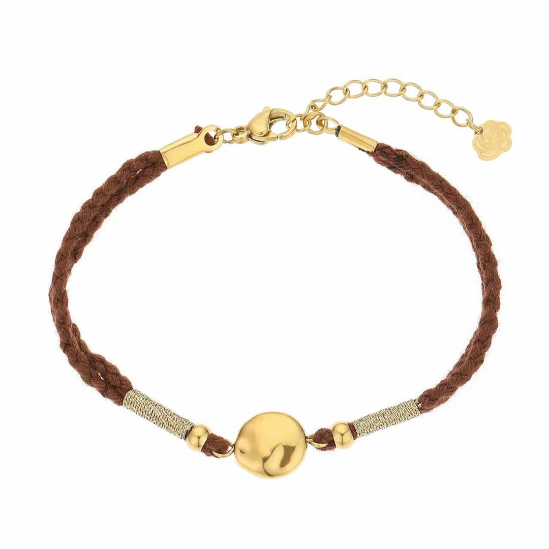 rose & camellia armband brown golden bead
