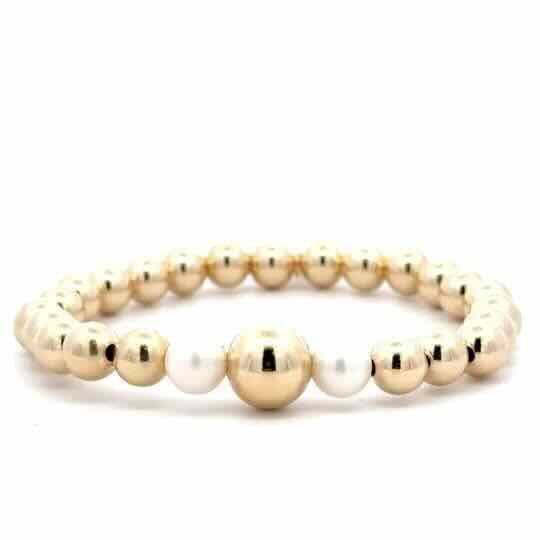 pscallme armband three pearl 10mm gold
