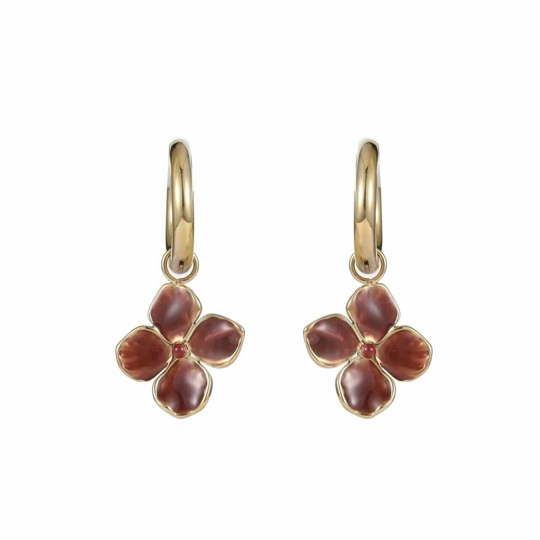 rose & camellia oorbellen burgundy flowers