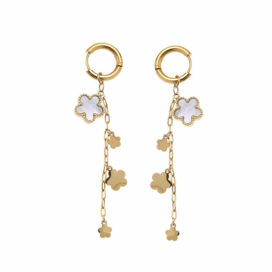 rose & camellia oorbellen flower and chains