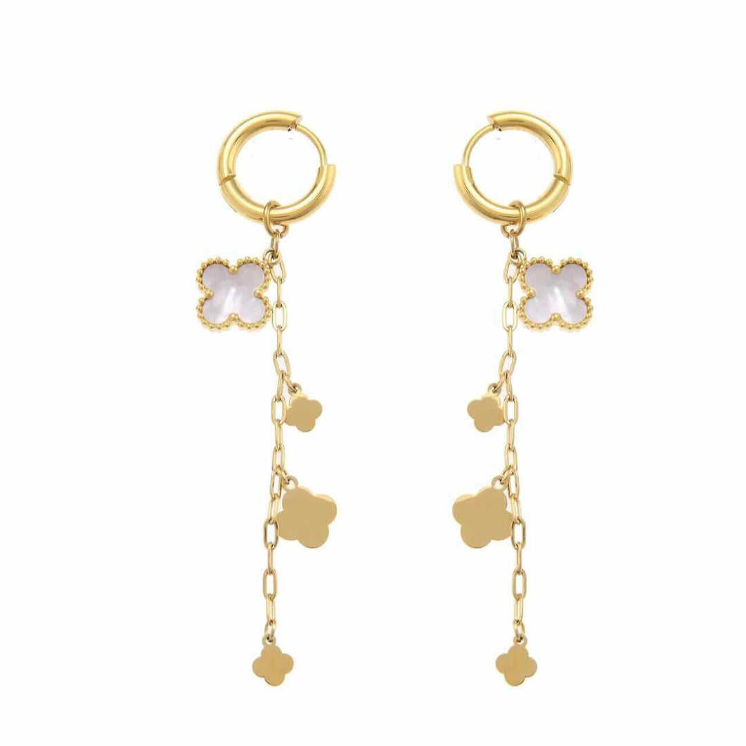 rose & camellia oorbellen clover and chains