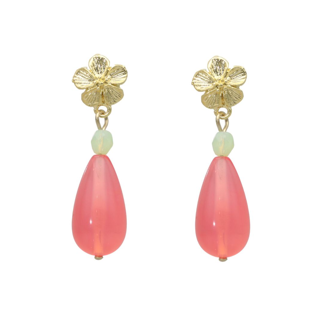 camps & camps oorbellen flower droplet padparasch