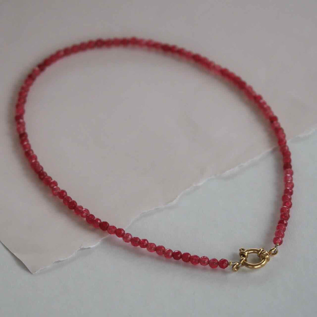 widaro ketting roze agaat (kies je lengte)