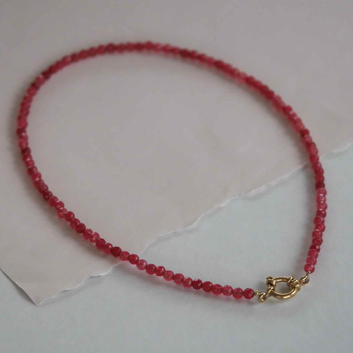 widaro ketting roze agaat (kies je lengte)