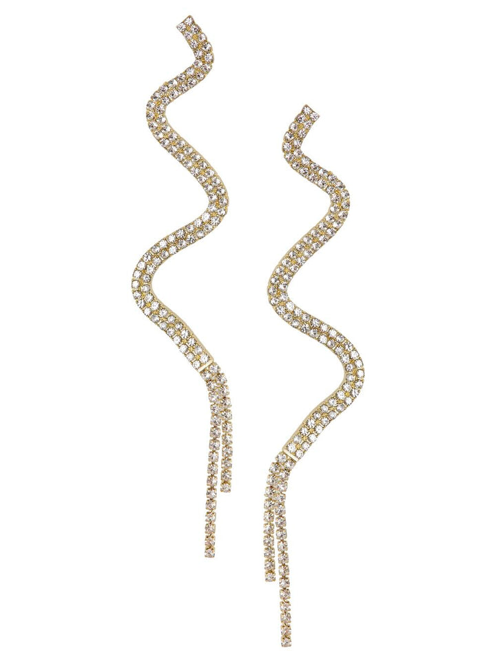 Ellen Beekmans oorbellen lange snake met strass