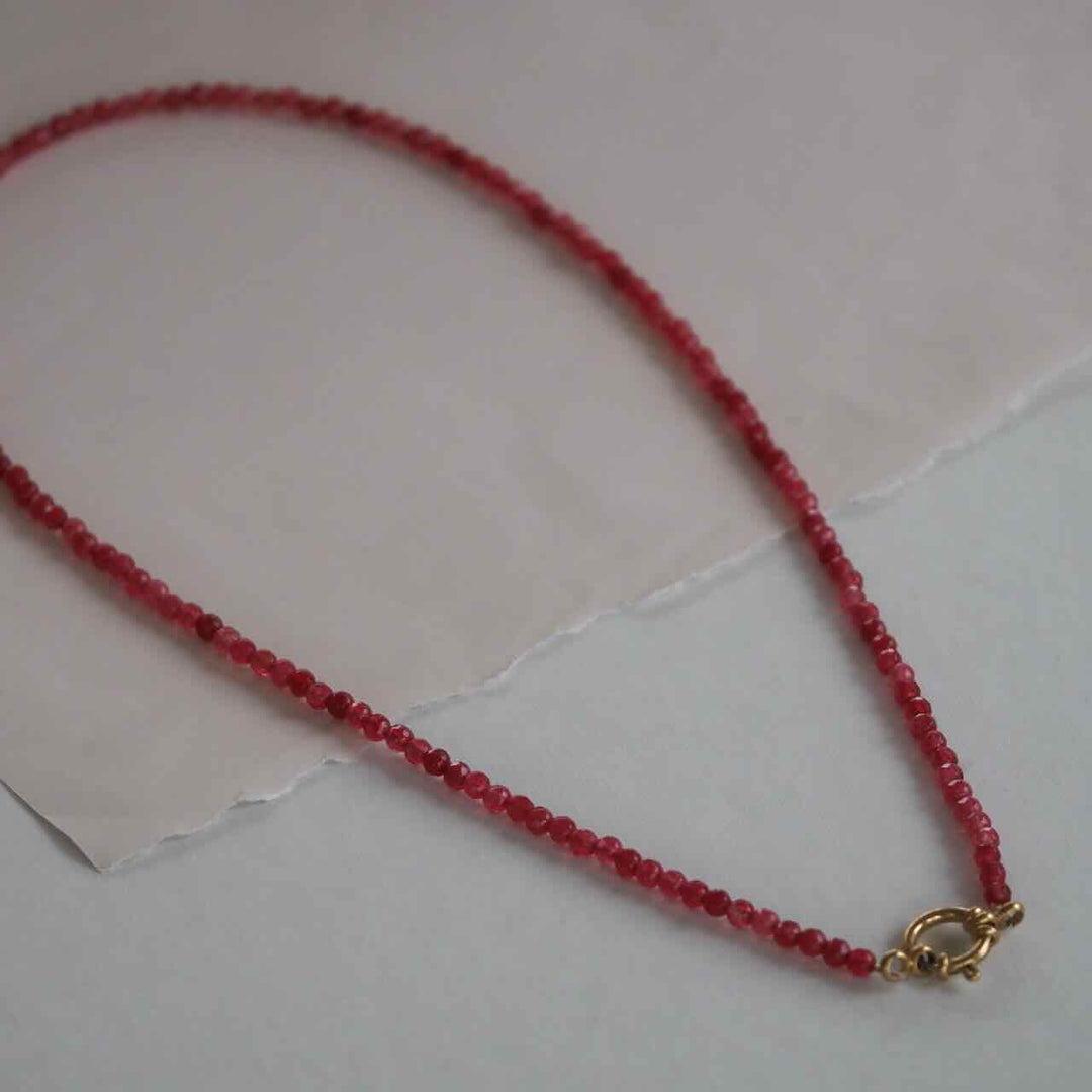 widaro ketting roze agaat (kies je lengte)