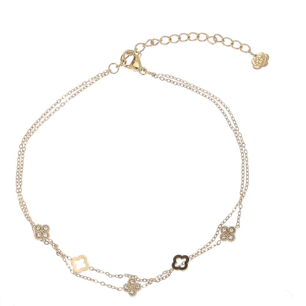 Rose & Camellia enkelbandje sparkle clover