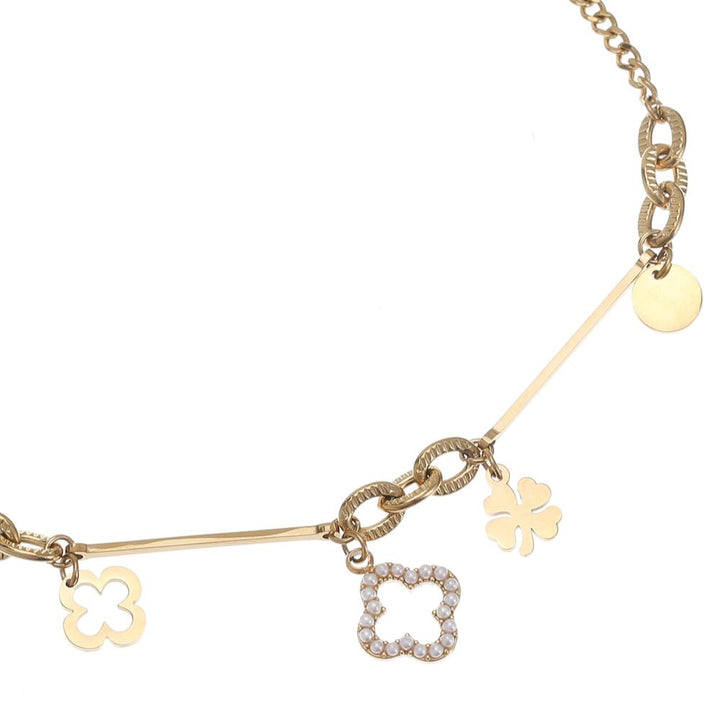 Rose & Camellia enkelbandje pearl Clover