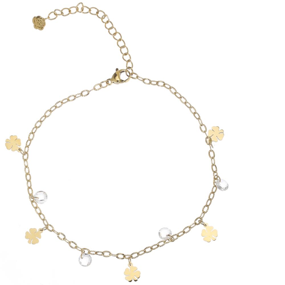 Rose & Camellia enkelbandje kristal Clover
