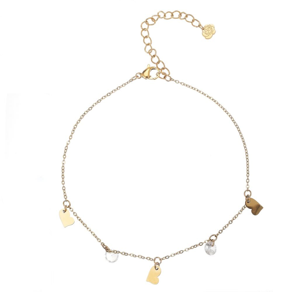 Rose & Camellia enkelbandje crystal heart