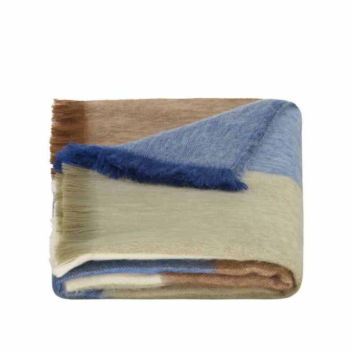 alpaca loca sjaal blocked cobalt blue, camel en naturels