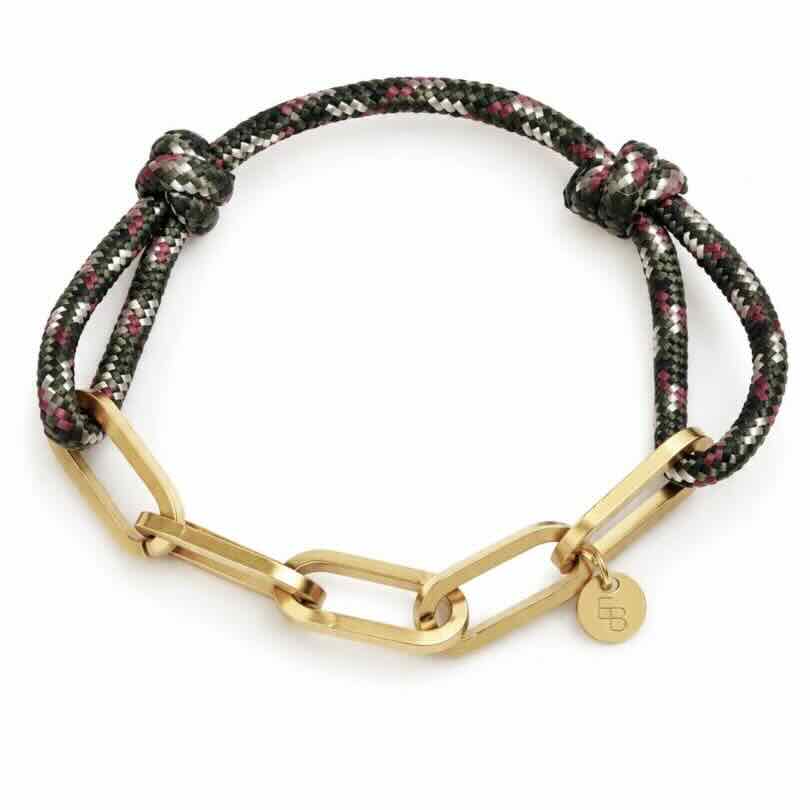 Ellen Beekmans armband met touw en gouden schakels marrakech
