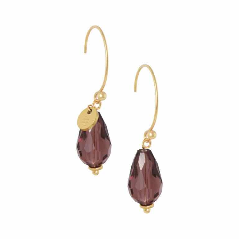 Ellen Beekmans oorbellen facet drops aubergine