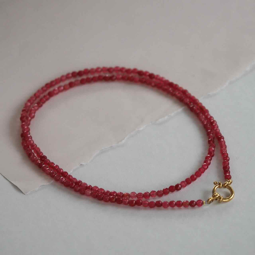 widaro ketting roze agaat (kies je lengte)