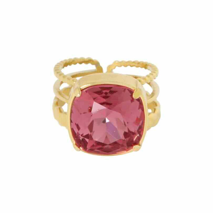 Ellen Beekmans ring met vierkante steen roze