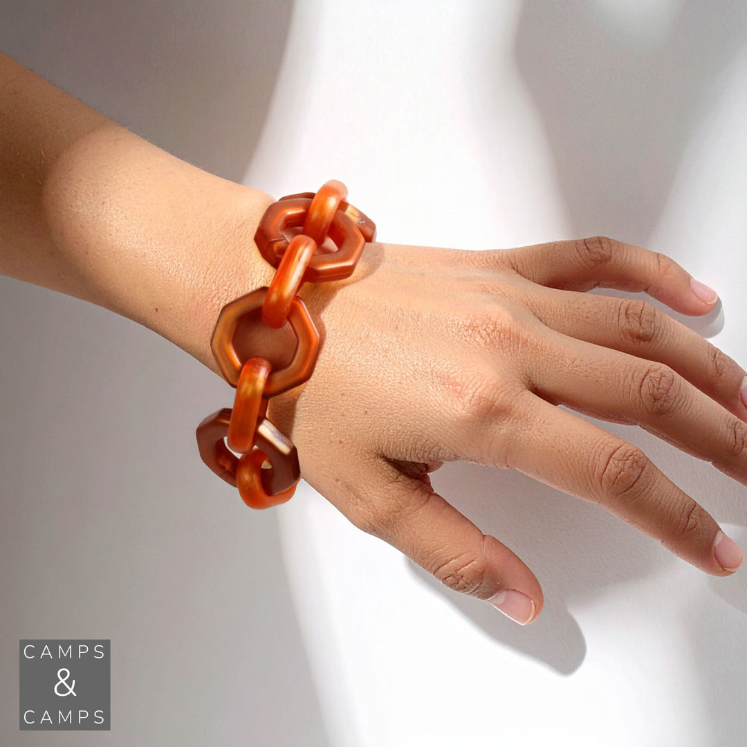 camps & camps armband hexagon bold cognac
