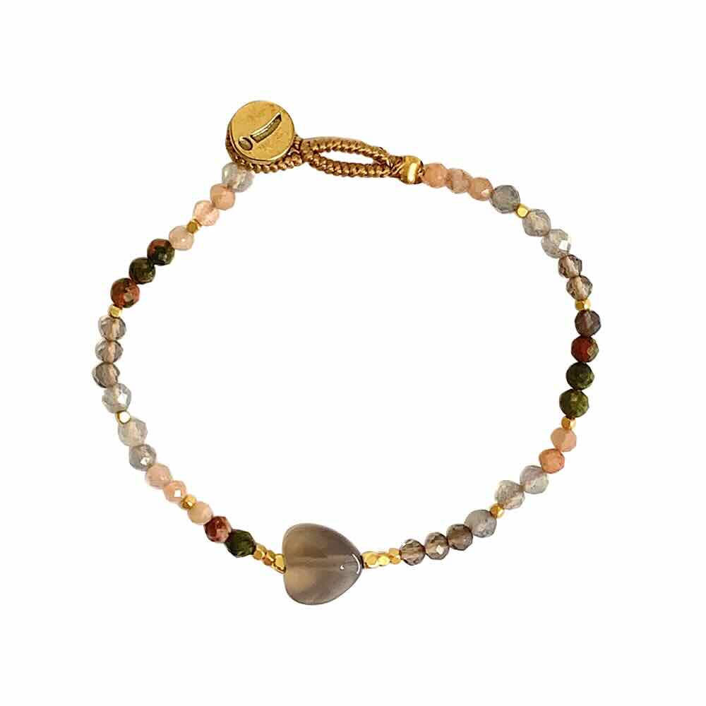 ibu jewels armband lulu heart stone grey