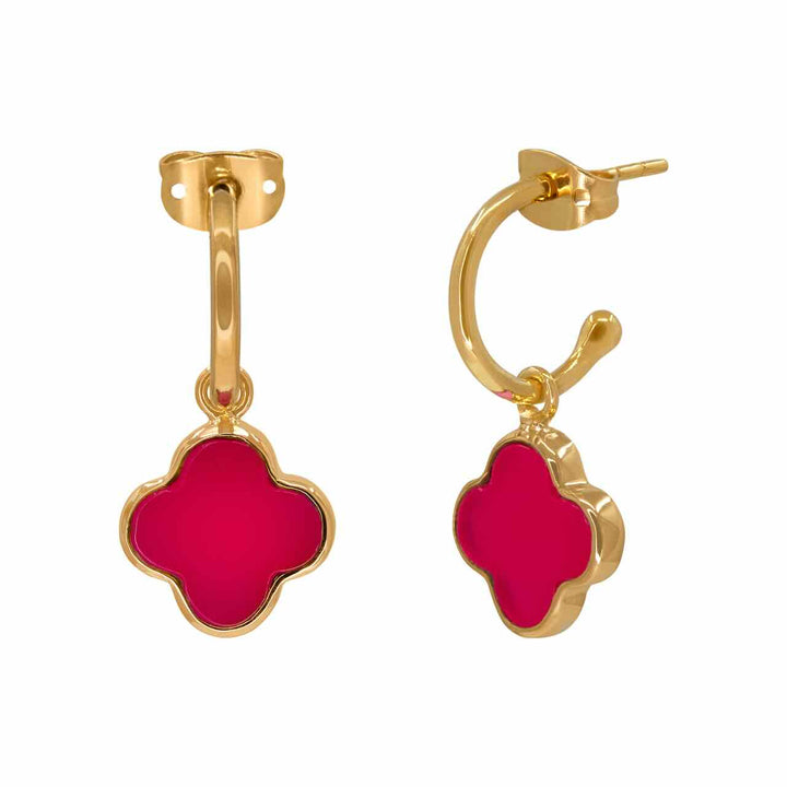 une a une oorbellen bloom petit trefle fuchsia