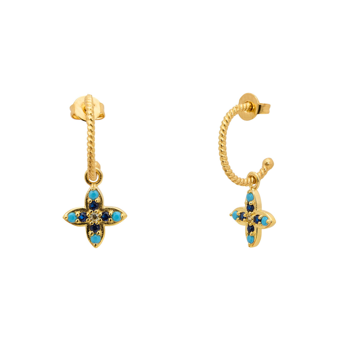 Une a Une oorbellen flower bleu