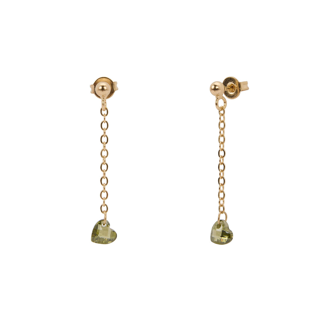 Une a Une oorbellen petit coeur vert olive