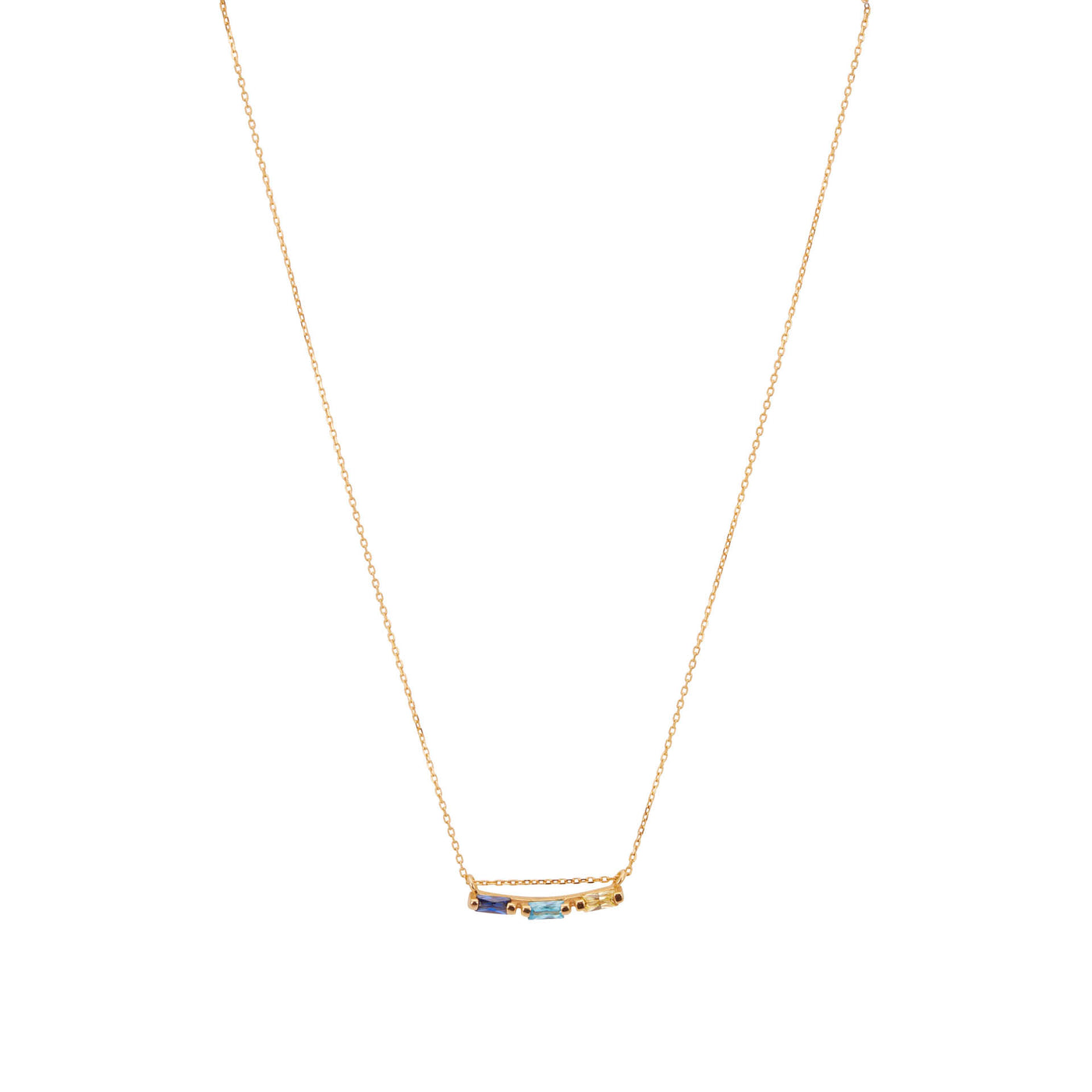 une a une ketting 3 crystal bleu