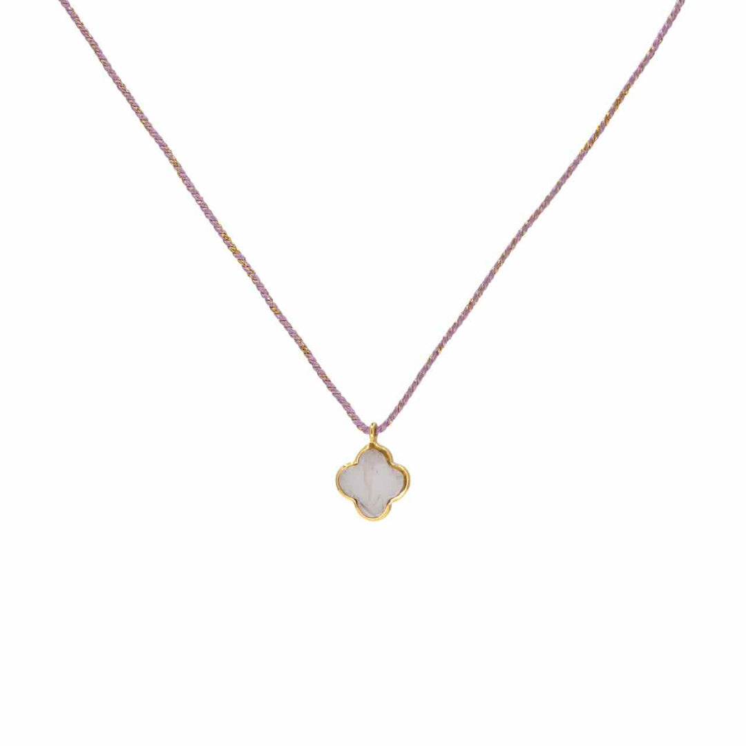 une a une ketting bloom trefle rose quartz
