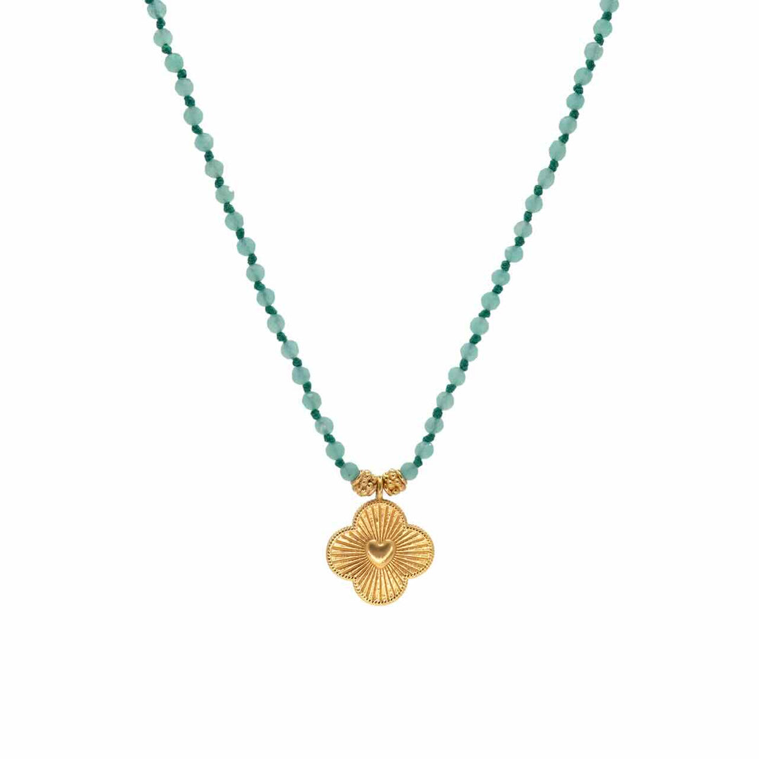 une a une ketting long jaya charm amazonite