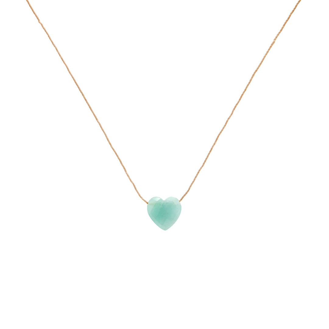 Une a Une ketting goutte coeur amazonite