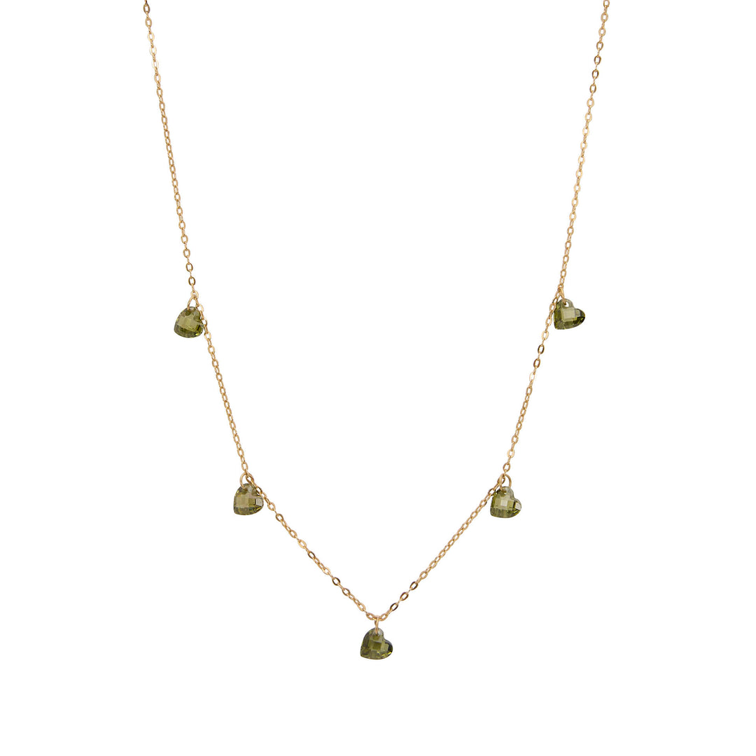 Une a Une ketting petit coeur vert olive