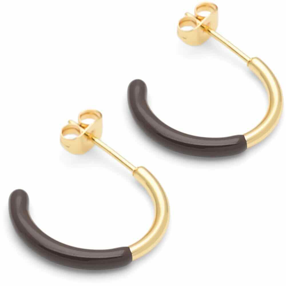 lulu copenhagen oorbellen hoops half dip medium cocoa powder
