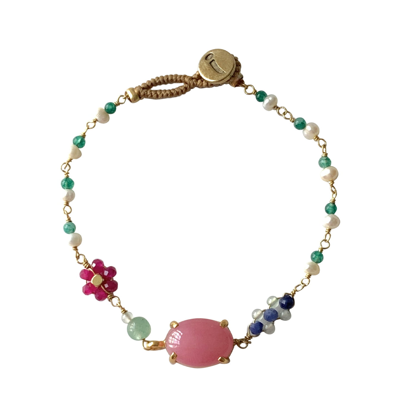 ibu jewels armband dancy french pink tourmaline stone