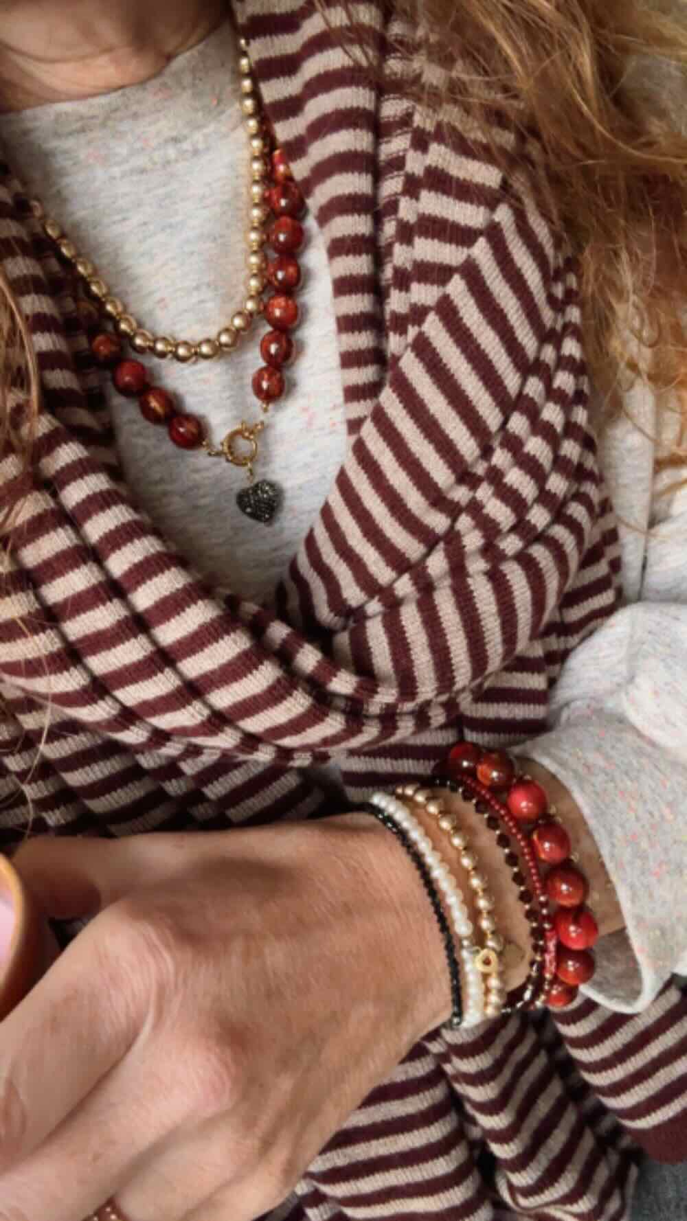 Sjaalmania cosy chic stripes dark burgundy