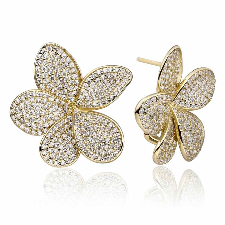 sparkling jewels oorbellen flora push back gold cz