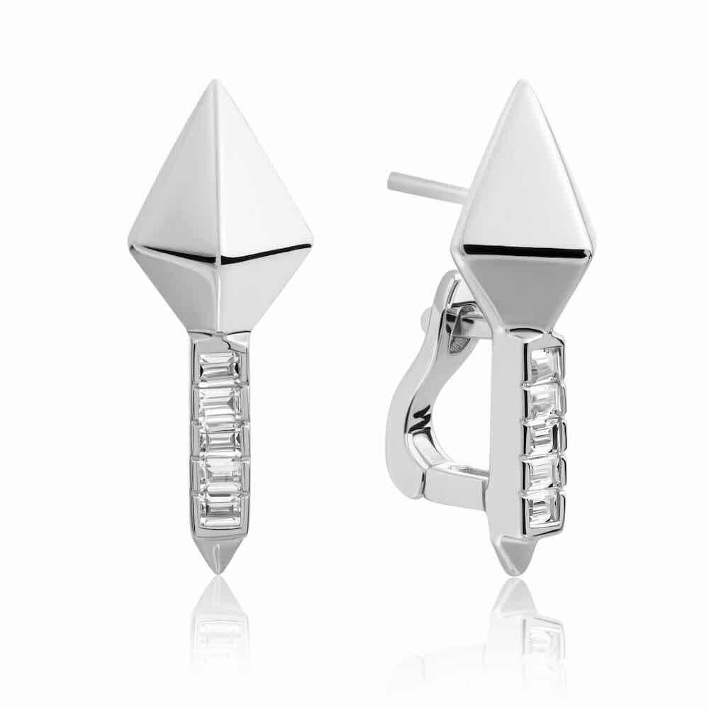 sparkling jewels oorstekers pyramid zilver